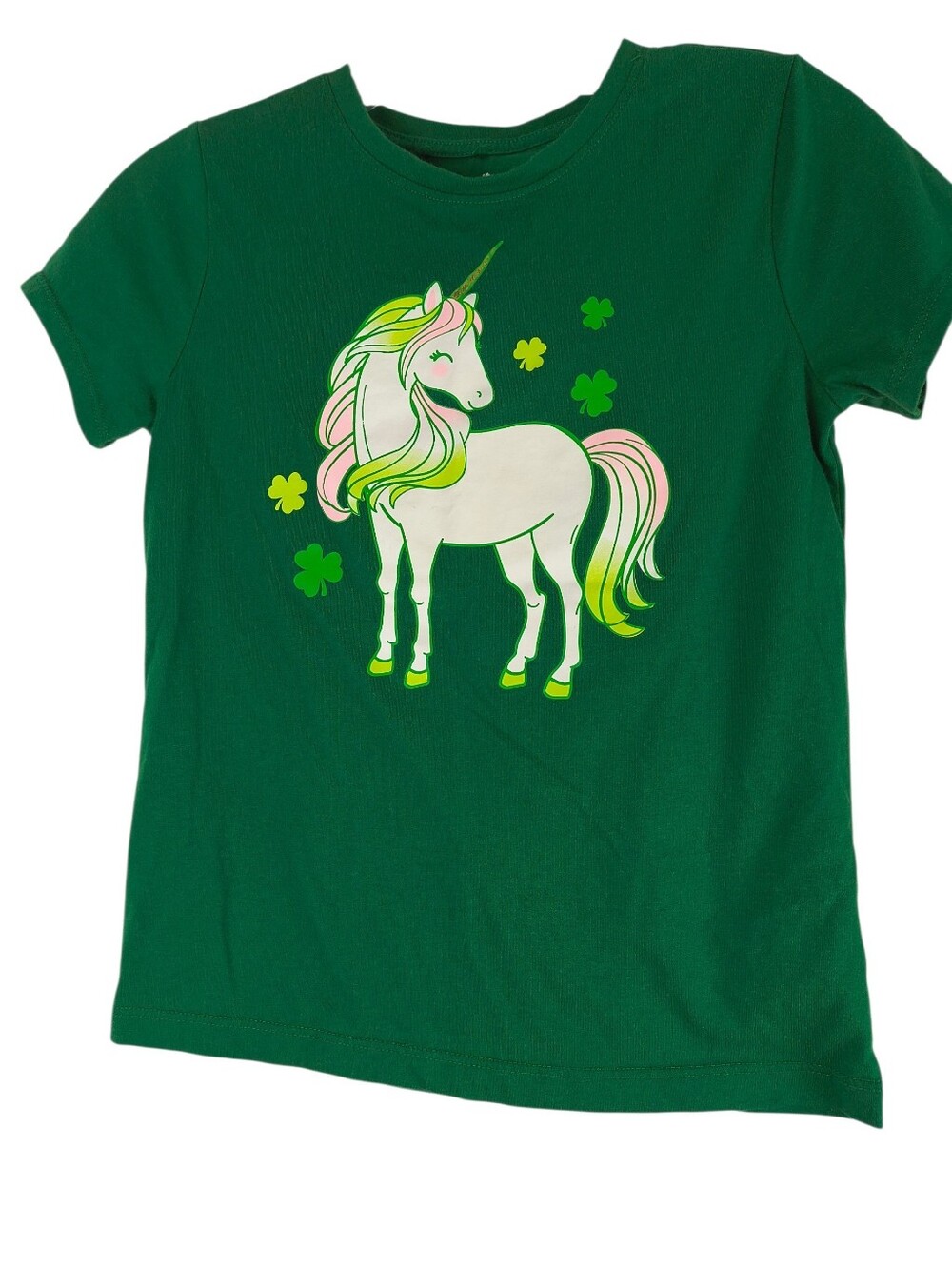 Way To Celebrate T Shirt Girls' L Green Unicorn Graphic St Patricks Day Clover